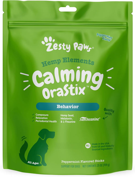 Calming Dental Chews for Dogs – Stress Relief Sticks for Healthy Teeth & Gums – 25 oz