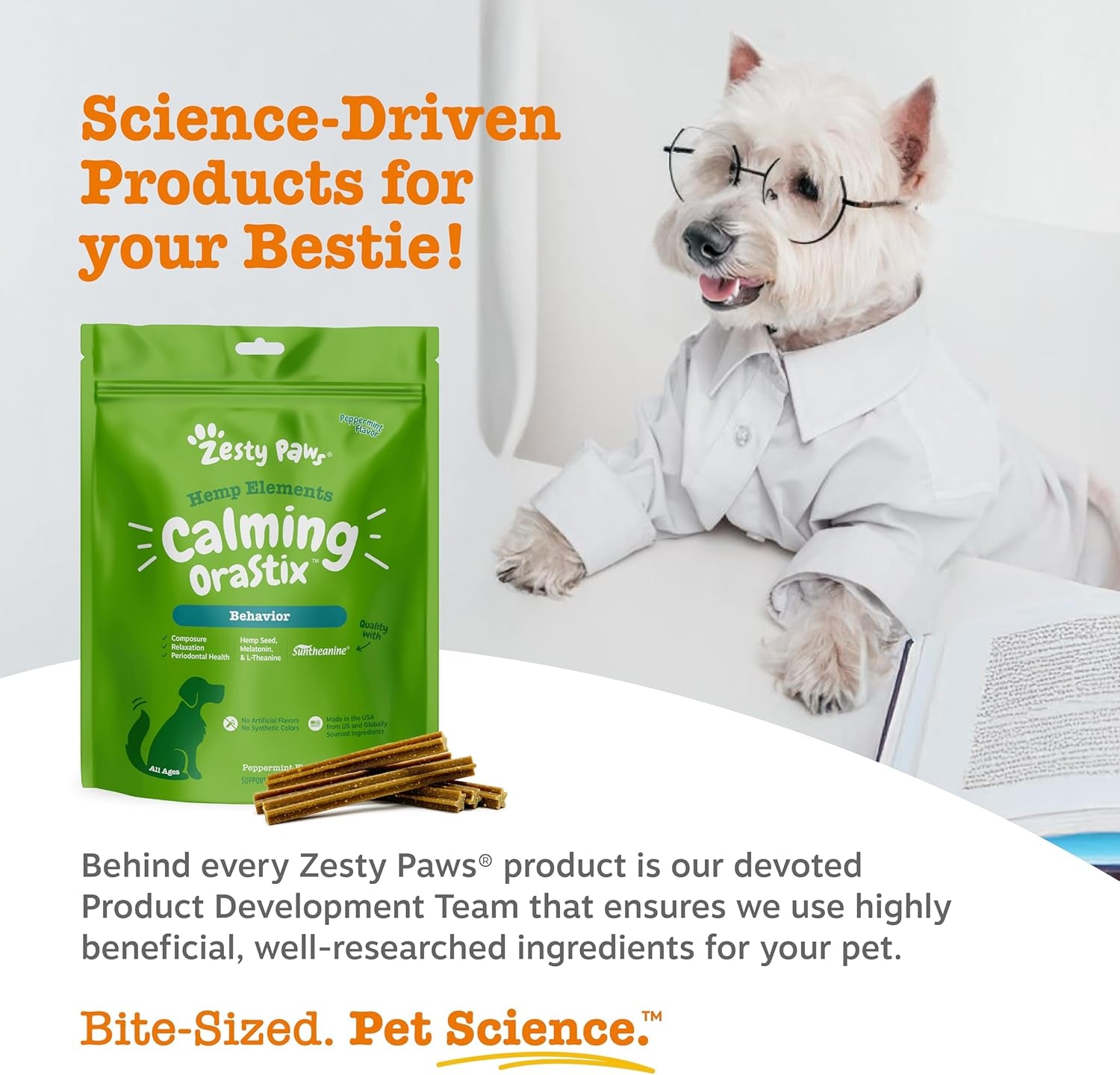 Calming Dental Chews for Dogs – Stress Relief Sticks for Healthy Teeth & Gums – 25 oz